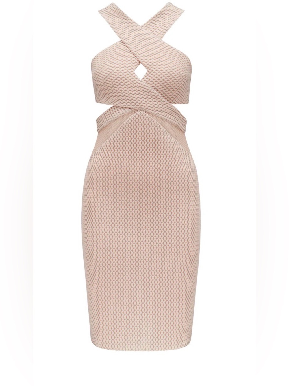 Kendall and Kylie Cross-Front Cutout Bodycon Dress in Blush size 6